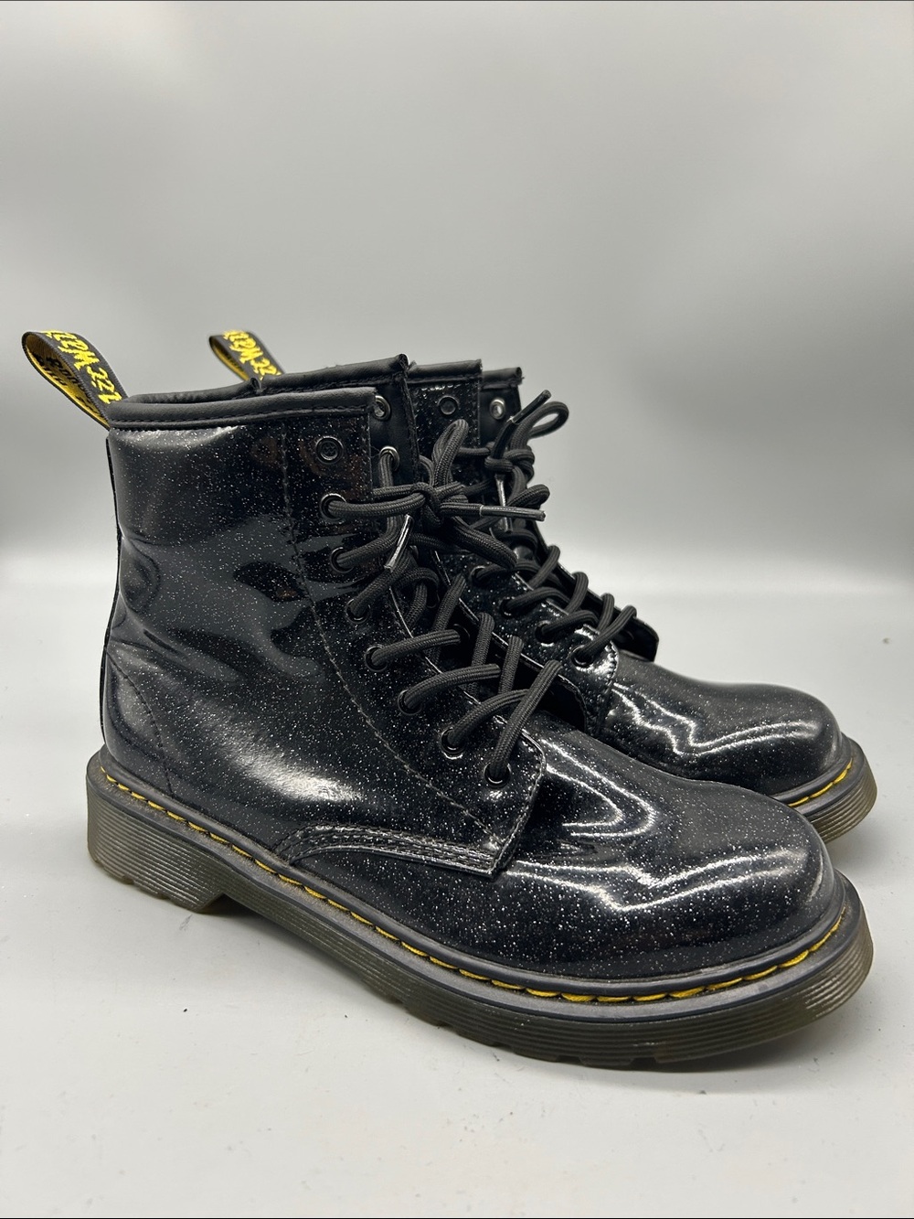 Dr. Martens Boots Lace Up Size 5 Black Cosmic Glitter Doc Marten
